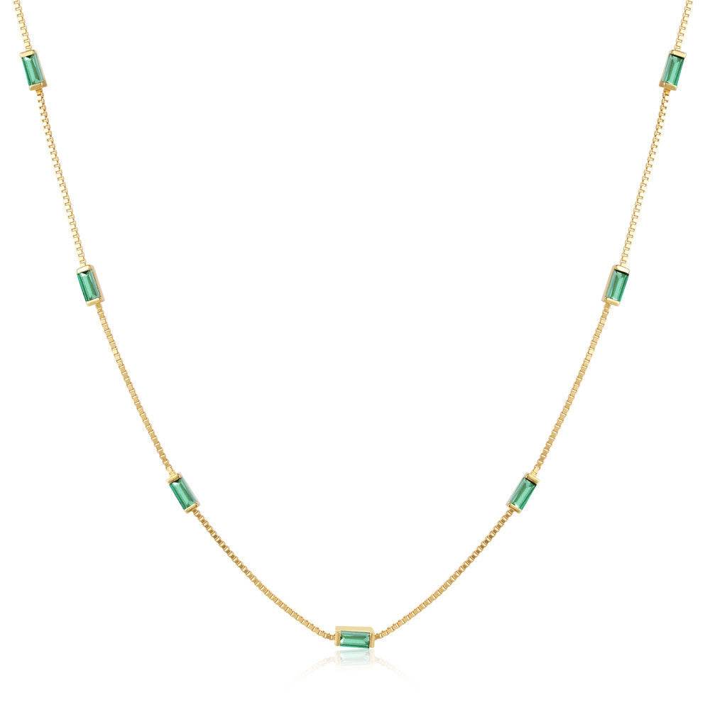 925 sterling silver exquisite simple fine chain color diamond collarbone chain necklace - MOWTE