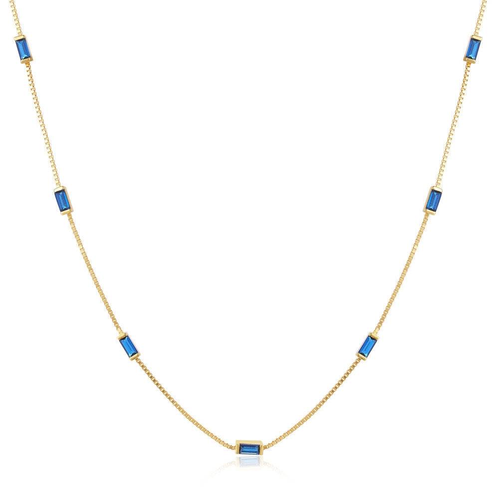 925 sterling silver exquisite simple fine chain color diamond collarbone chain necklace - MOWTE