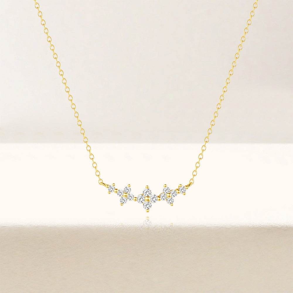 S925 sterling silver clover diamond inlaid exquisite pendant collarbone flower necklace for women - MOWTE