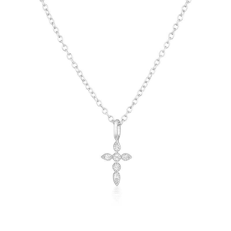 S925 pure silver luxury cross collarbone necklace - MOWTE