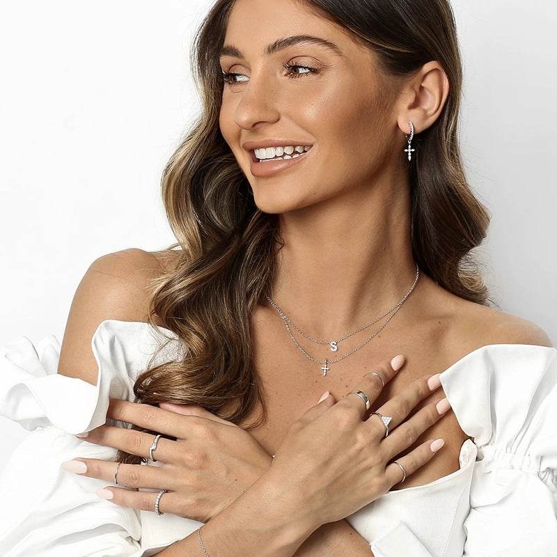 S925 pure silver luxury cross collarbone necklace - MOWTE