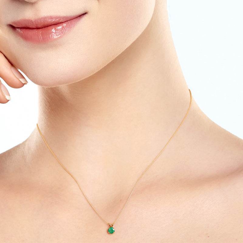 S925 pure silver gemstone classic collarbone necklace - MOWTE