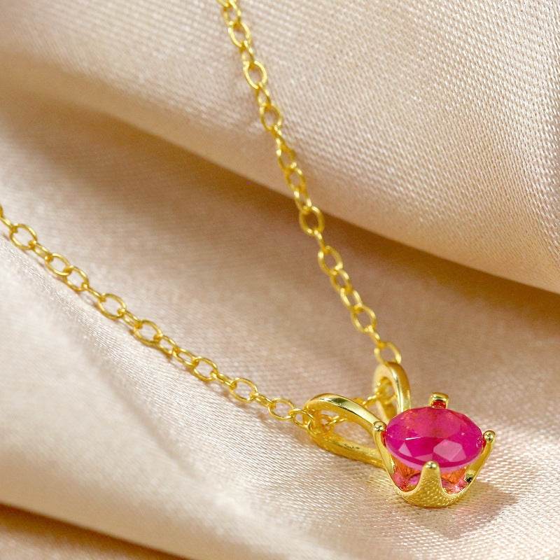 S925 pure silver gemstone classic collarbone necklace - MOWTE