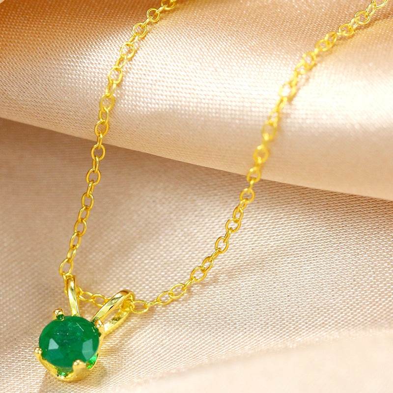 S925 pure silver gemstone classic collarbone necklace - MOWTE