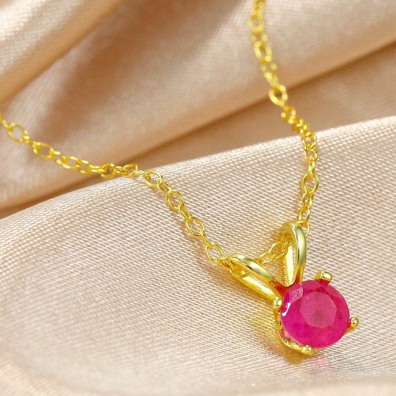 S925 pure silver gemstone classic collarbone necklace - MOWTE