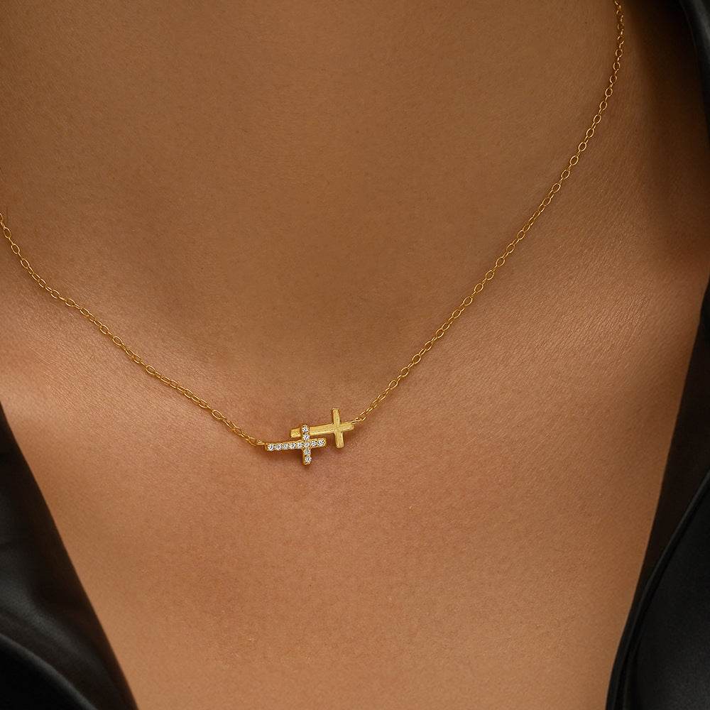 S925 sterling silver cross necklace - MOWTE