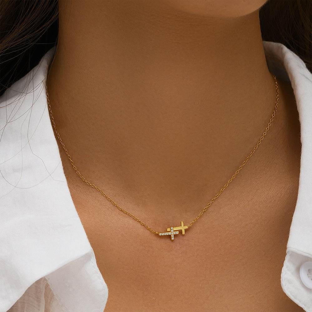 S925 sterling silver cross necklace - MOWTE