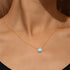 S925 pure silver geometric square turquoise collarbone chain - MOWTE
