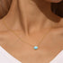 S925 pure silver geometric square turquoise collarbone chain - MOWTE