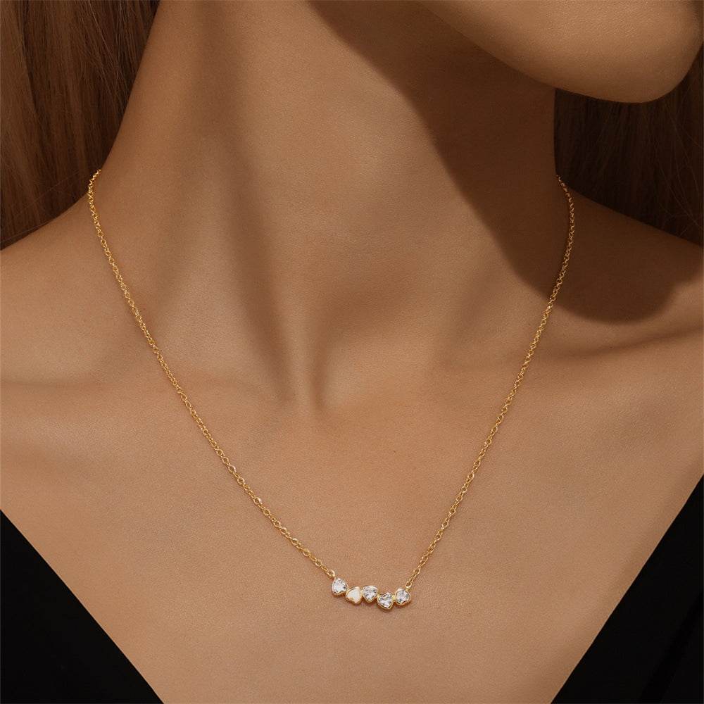 S925 sterling silver heart-shaped diamond inlaid Australian treasure versatile necklace - MOWTE