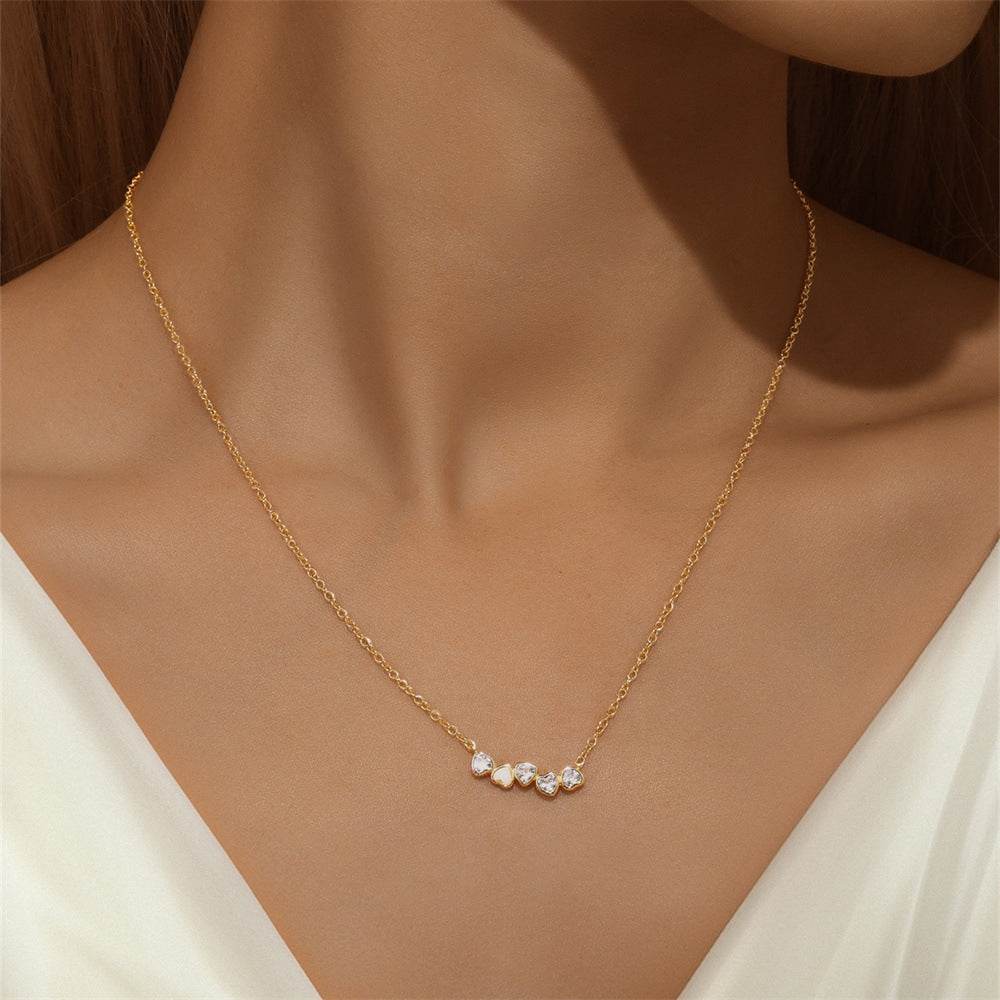 S925 sterling silver heart-shaped diamond inlaid Australian treasure versatile necklace - MOWTE