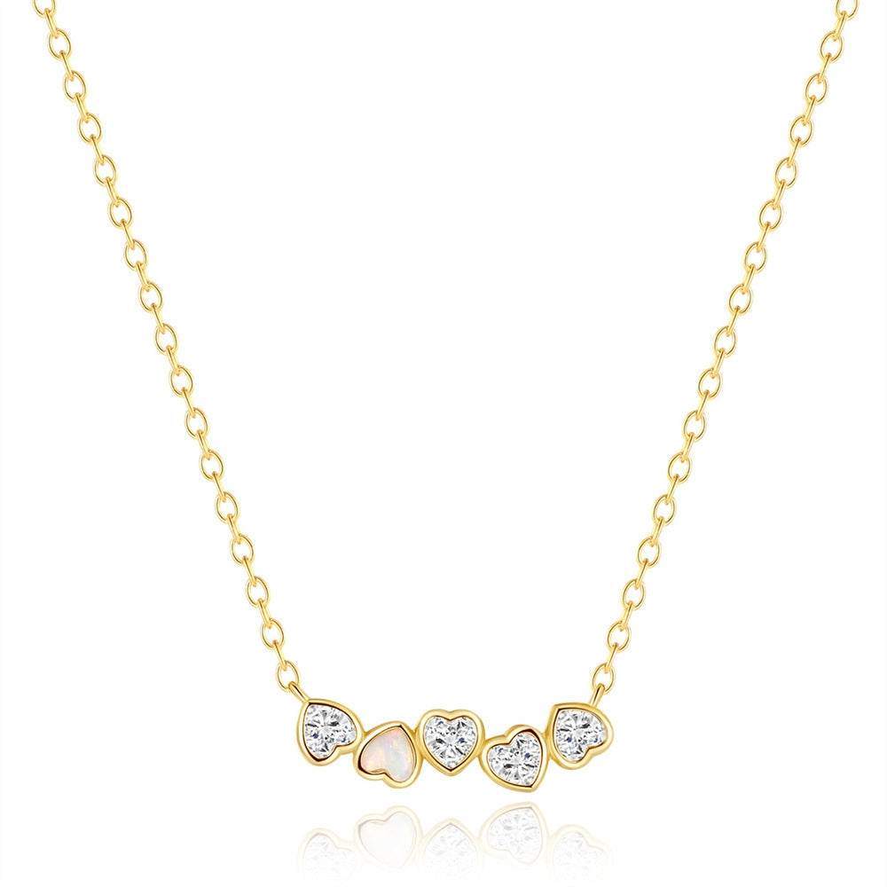 S925 sterling silver heart-shaped diamond inlaid Australian treasure versatile necklace - MOWTE