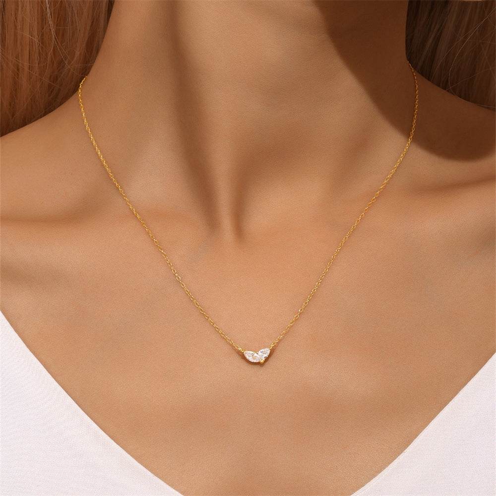 S925 sterling silver classic pendant water droplet collarbone necklace - MOWTE