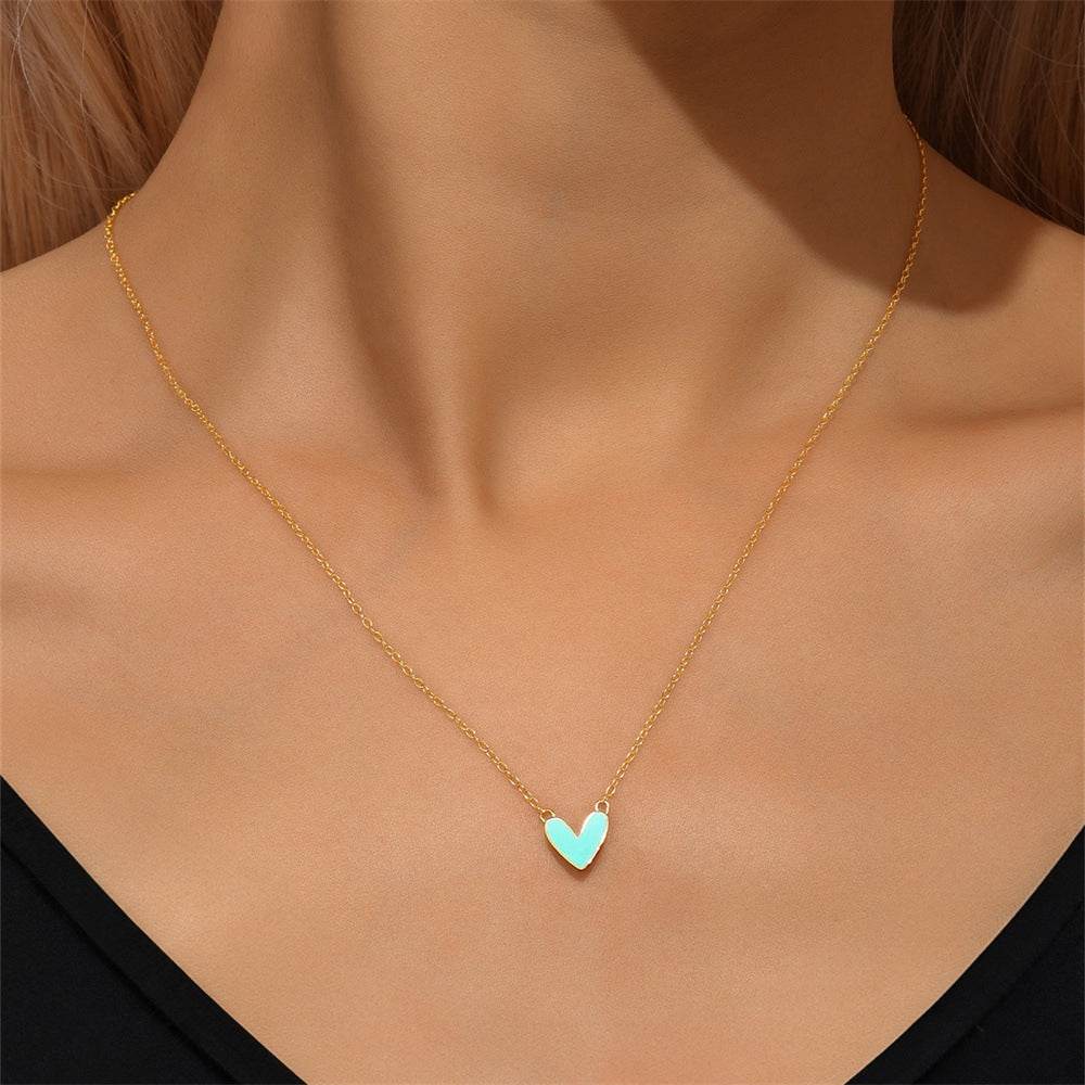 S925 pure silver heart-shaped oil drop necklace - MOWTE