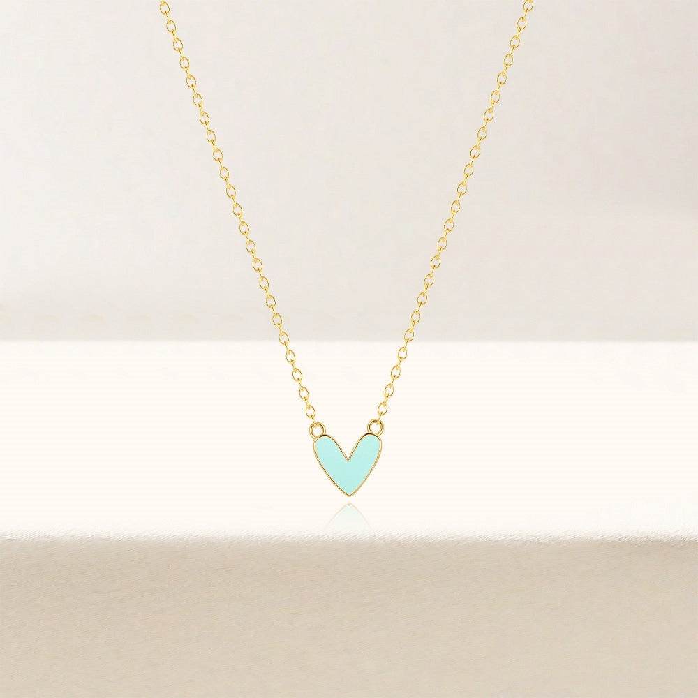 S925 pure silver heart-shaped oil drop necklace - MOWTE