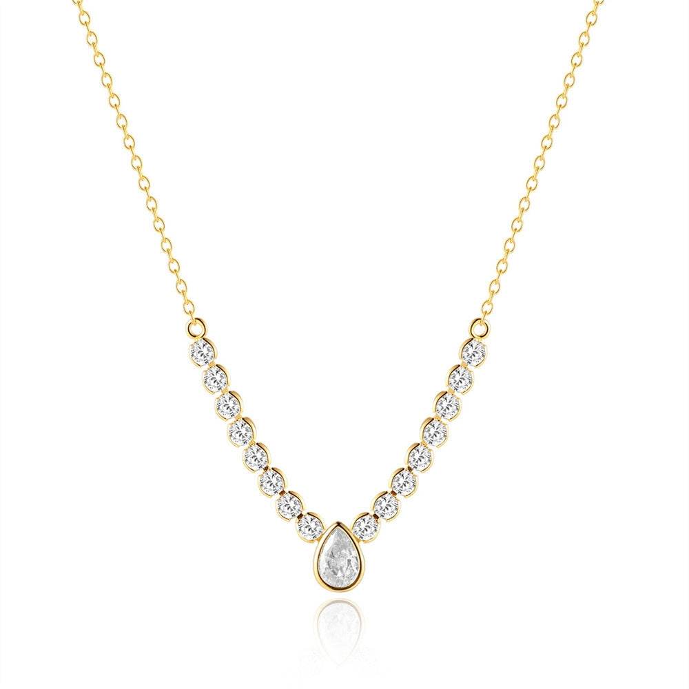 New S925 pure silver single row diamond circular collarbone chain - MOWTE