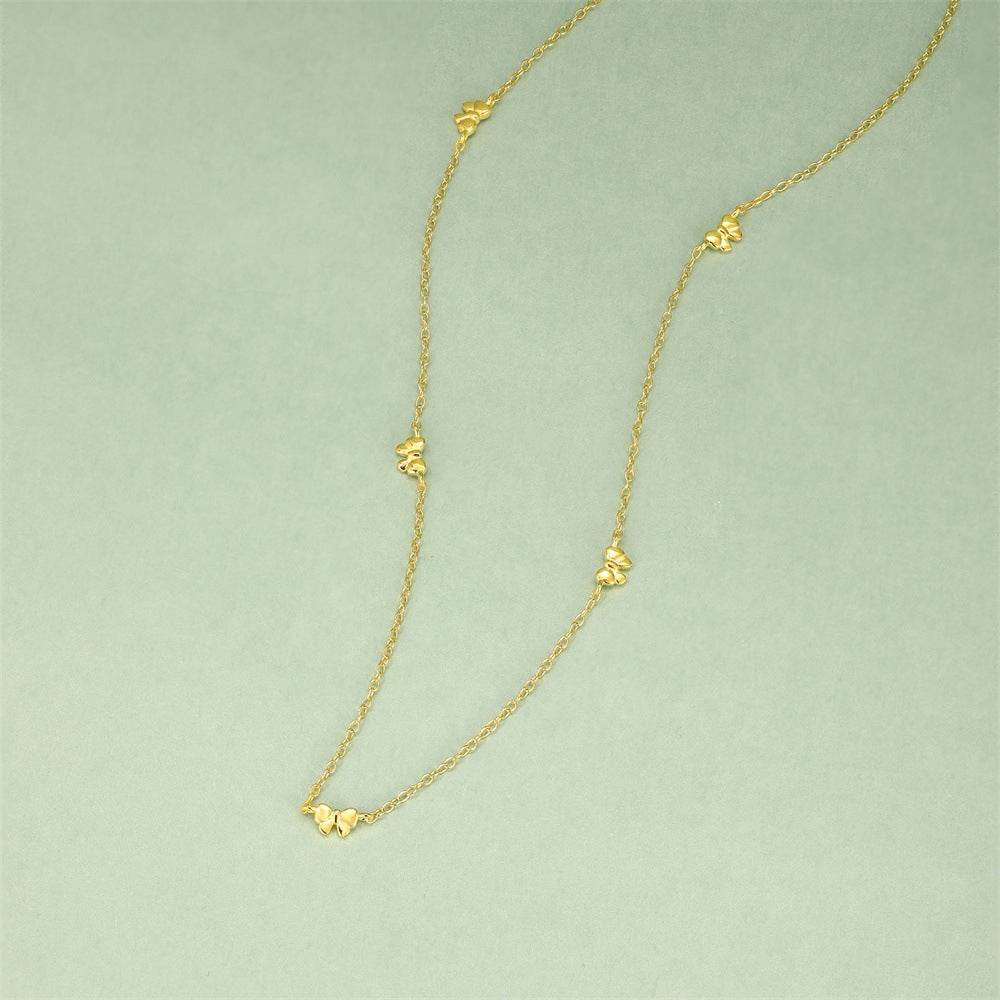 S925 pure silver bow drop necklace - MOWTE