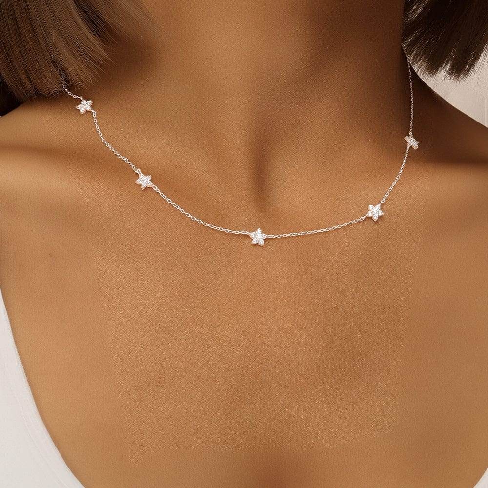 S925 sterling silver star pendant collarbone chain - MOWTE