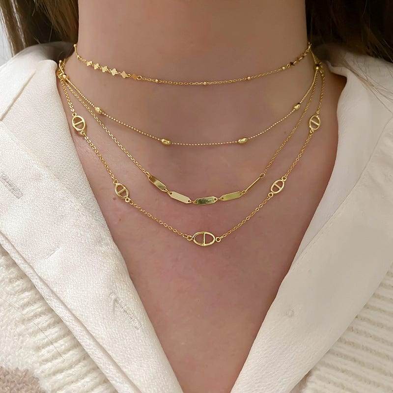 S925 pure silver geometric INS minimalist collarbone necklace - MOWTE