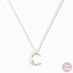 New S925 sterling silver color diamond butterfly 26 letter pendant - MOWTE