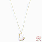 New S925 sterling silver color diamond butterfly 26 letter pendant - MOWTE