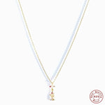 New S925 sterling silver color diamond butterfly 26 letter pendant - MOWTE