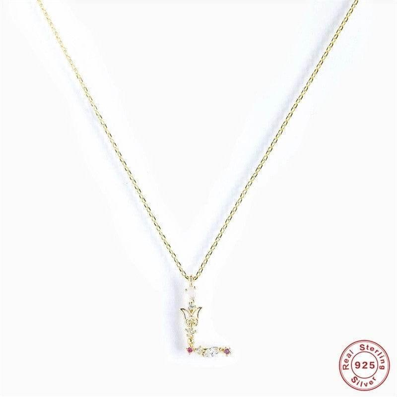 New S925 sterling silver color diamond butterfly 26 letter pendant - MOWTE
