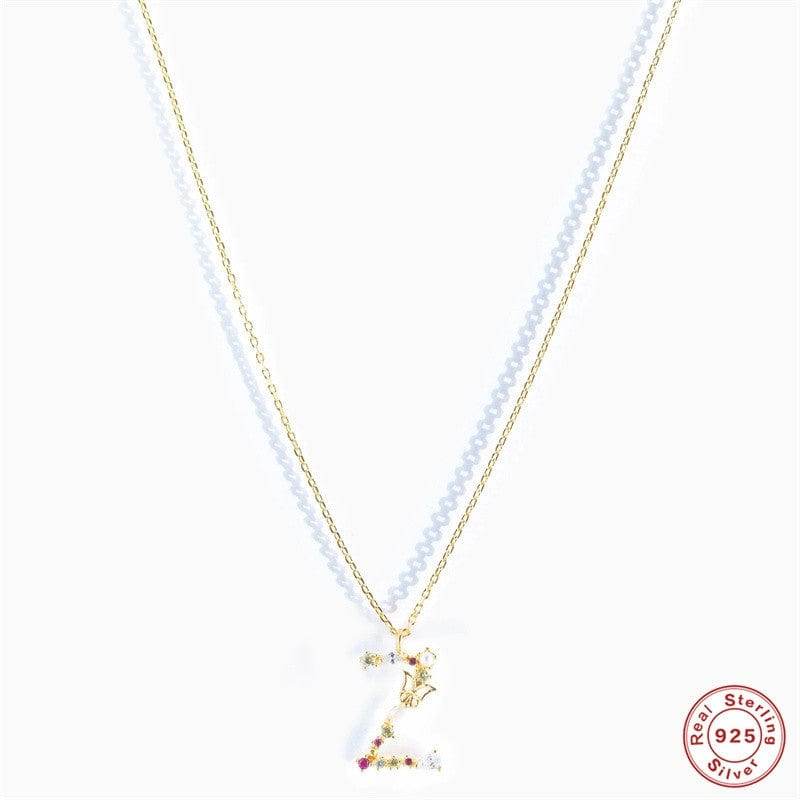 New S925 sterling silver color diamond butterfly 26 letter pendant - MOWTE