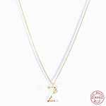 New S925 sterling silver color diamond butterfly 26 letter pendant - MOWTE