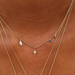 S925 sterling silver octagonal star diamonds shaped pearls stackable collarbone chain - MOWTE