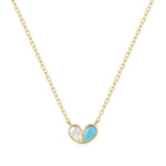 925 sterling silver heart-shaped zircon double piece peach heart collarbone turquoise necklace - MOWTE