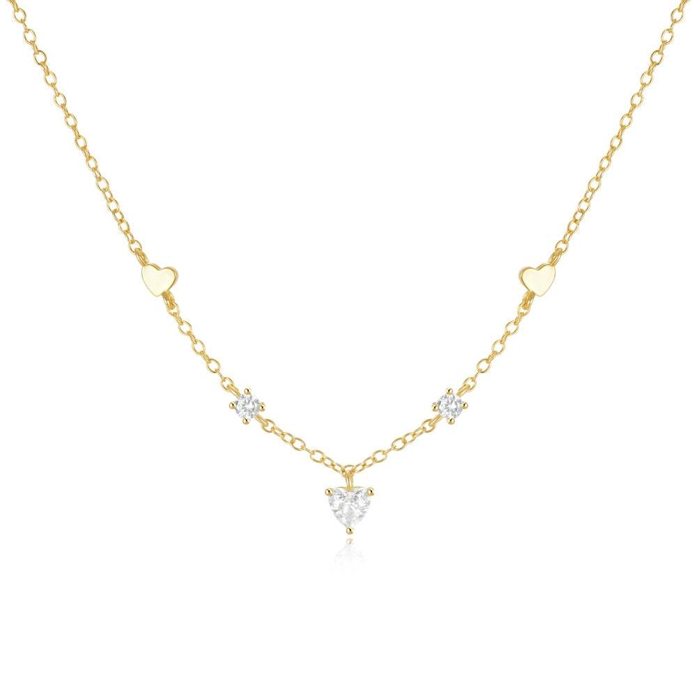 925 sterling silver heart-shaped fringe versatile collarbone chain necklace - MOWTE