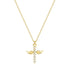 925 sterling silver cross with diamond angel wings pendant collarbone chain - MOWTE