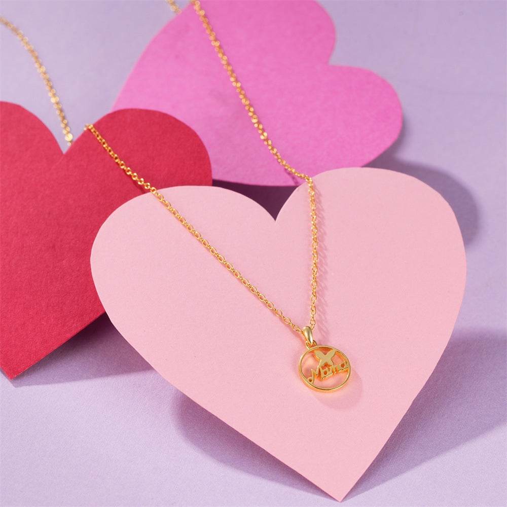 S925 sterling silver butterfly letter MaMa pendant collarbone chain necklace mother's gift - MOWTE