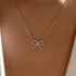 S925 sterling silver bow set diamonds street style collarbone necklace - MOWTE