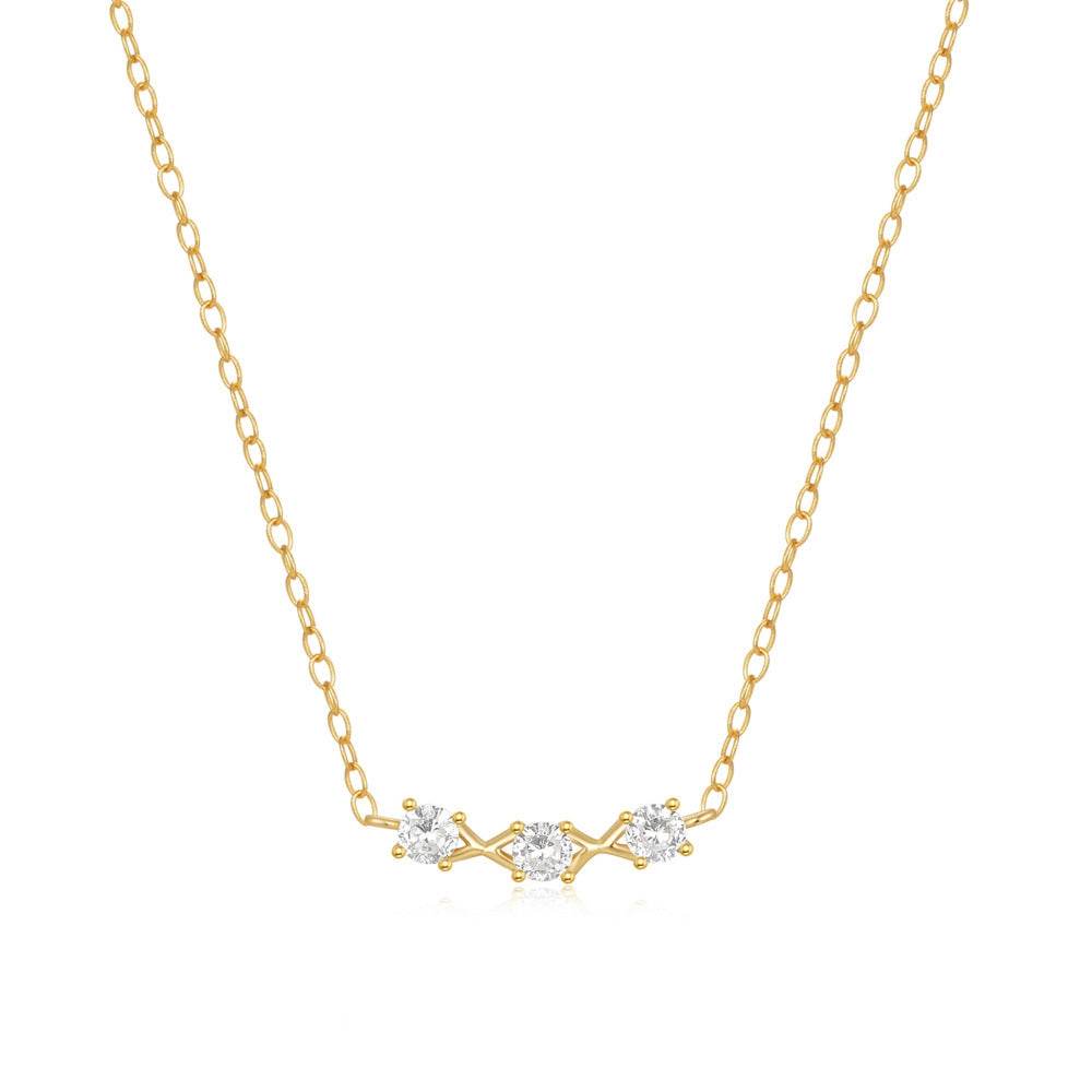 S925 sterling silver three diamond women's layered collarbone chain - MOWTE