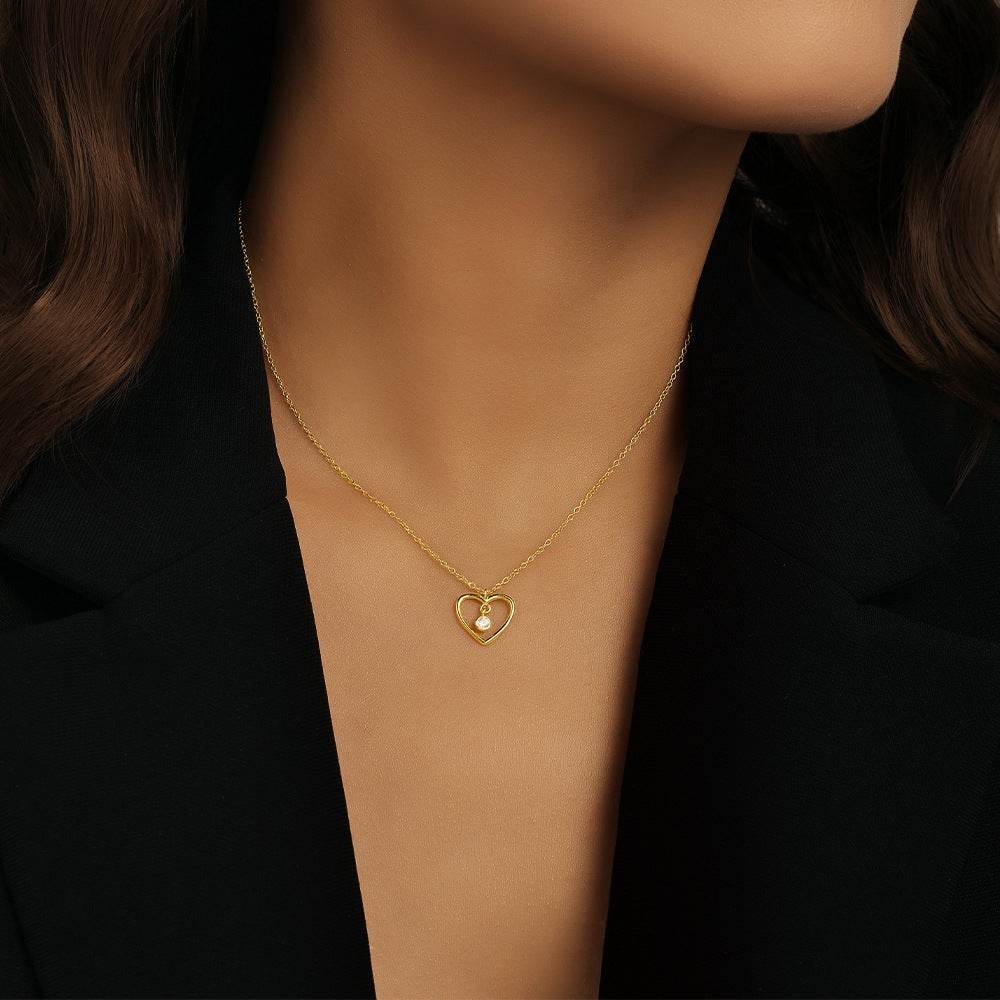 S925 pure silver heart-shaped hollow peach pendant collarbone chain for women - MOWTE