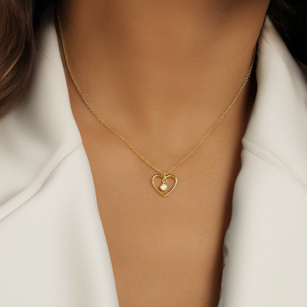 S925 pure silver heart-shaped hollow peach pendant collarbone chain for women - MOWTE