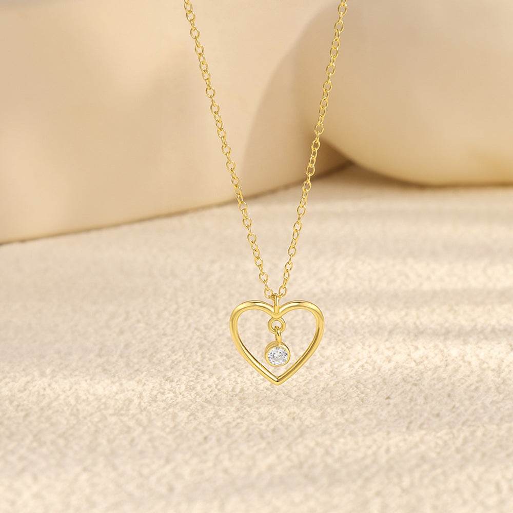 S925 pure silver heart-shaped hollow peach pendant collarbone chain for women - MOWTE