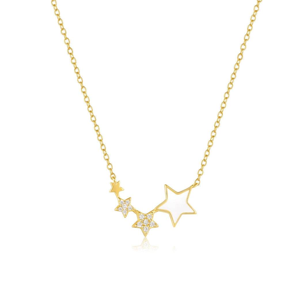 S925 sterling silver diamond five pointed star drop oil collarbone chain - MOWTE