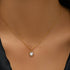 S925 sterling silver heart-shaped inlaid single diamond super sparkling collarbone chain - MOWTE