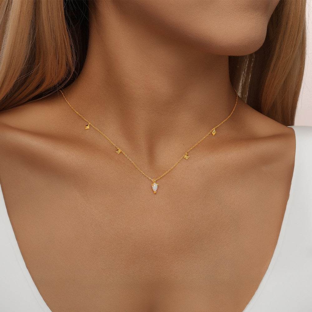 S925 pure silver layered four-star Australian treasure diamond necklace - MOWTE