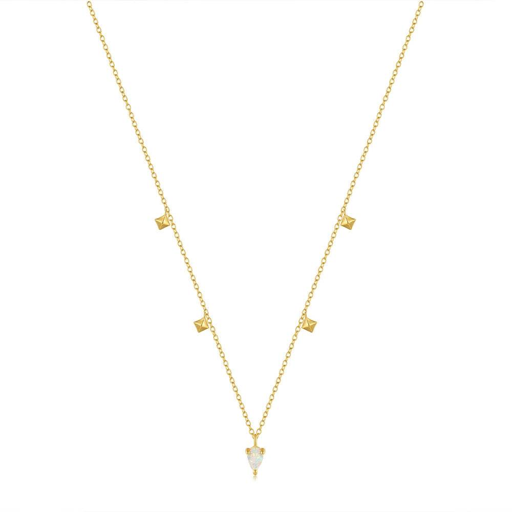 S925 pure silver layered four-star Australian treasure diamond necklace - MOWTE