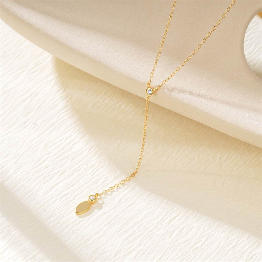 S925 sterling silver water droplet diamond women's collarbone chain - MOWTE