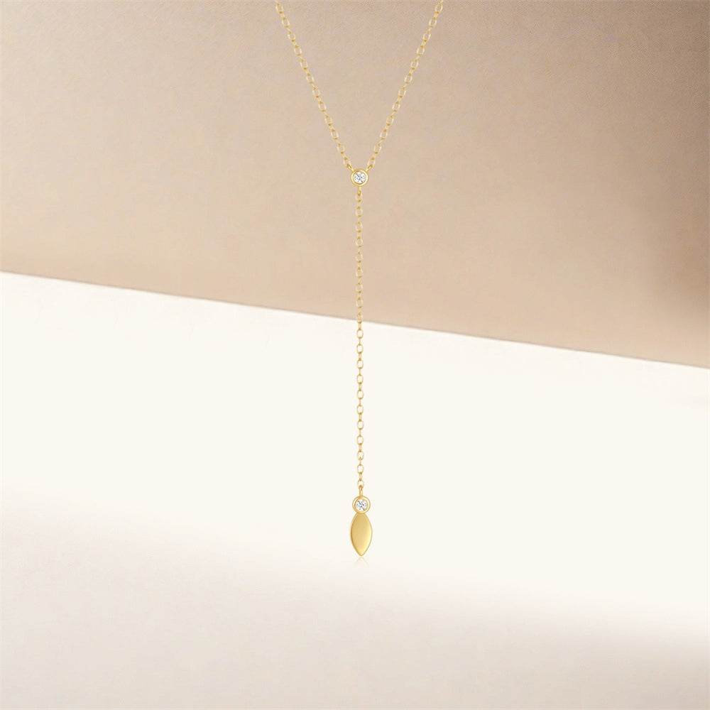 S925 sterling silver water droplet diamond women's collarbone chain - MOWTE