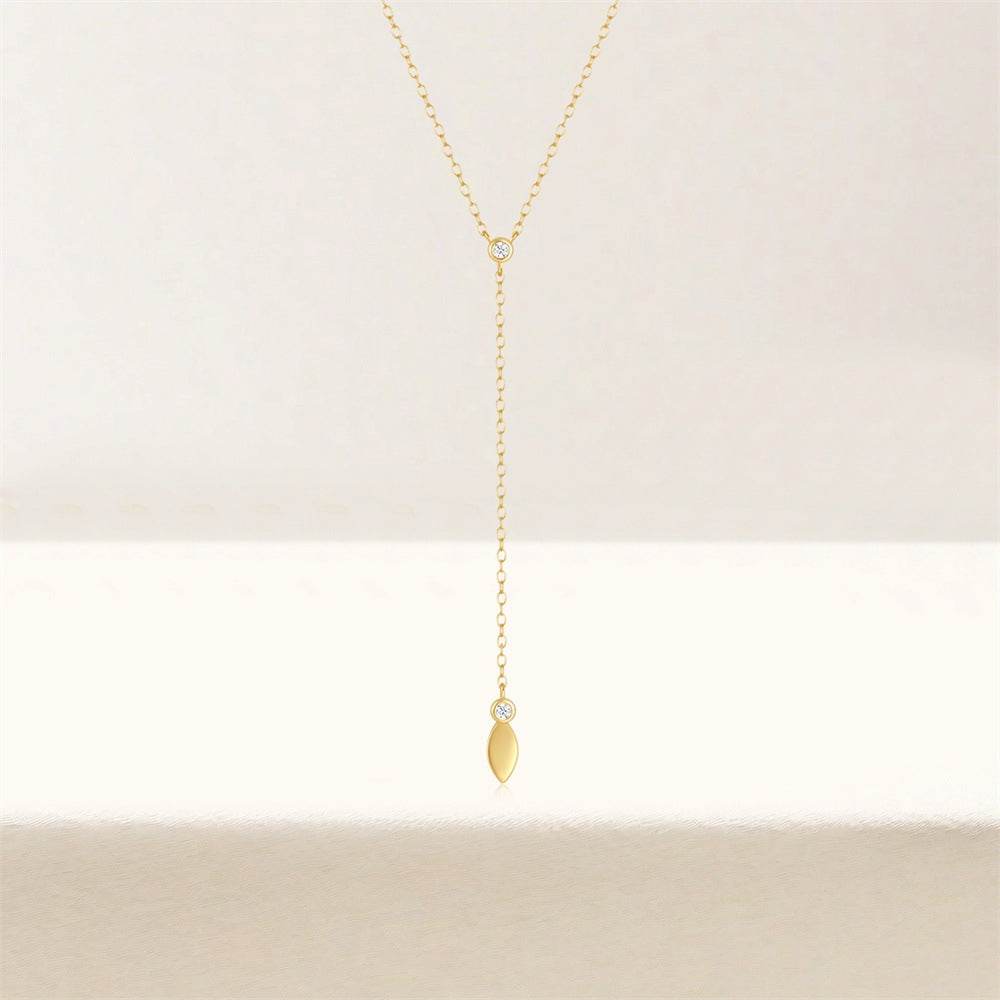 S925 sterling silver water droplet diamond women's collarbone chain - MOWTE