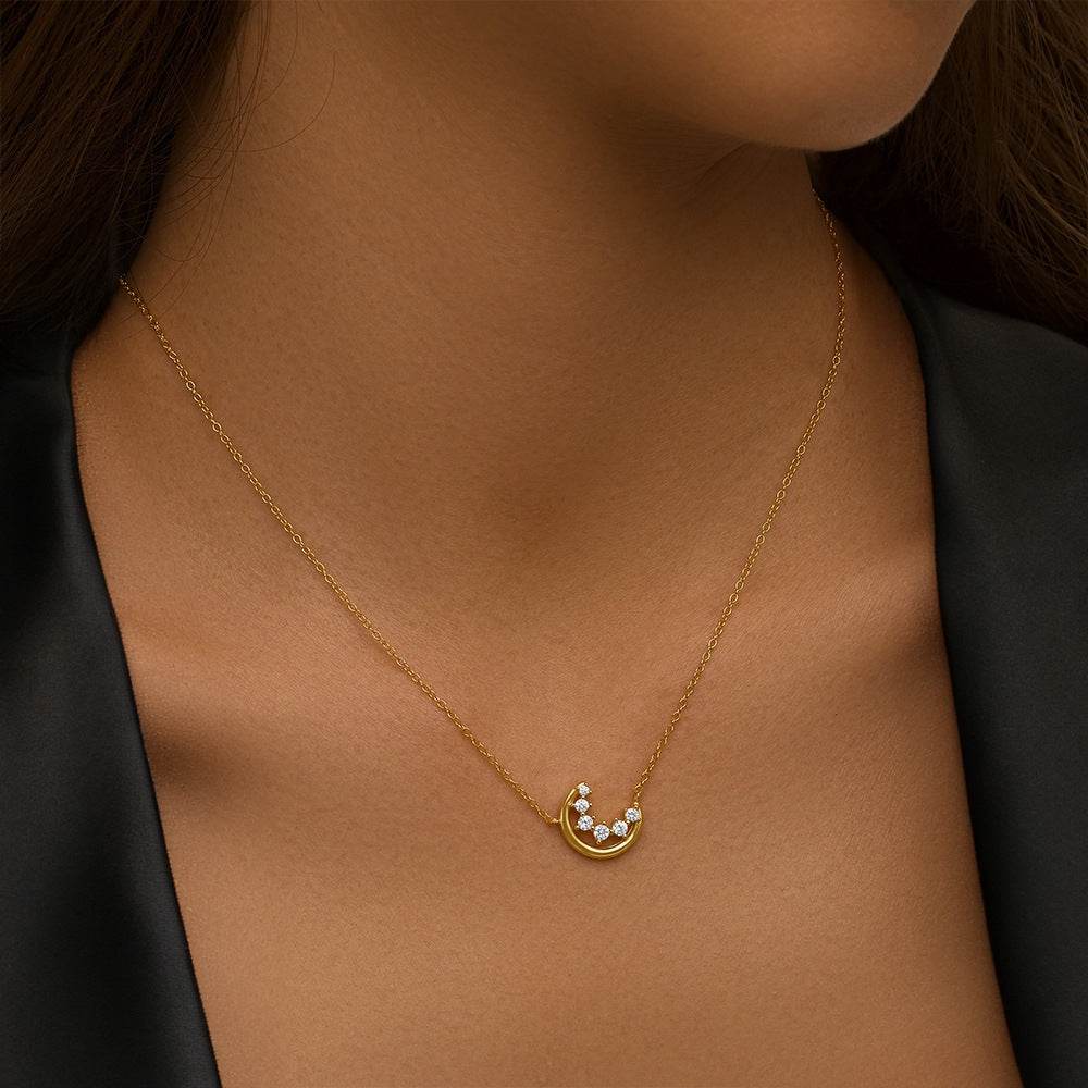 S925 pure silver crescent diamond layered women's collarbone necklace - MOWTE