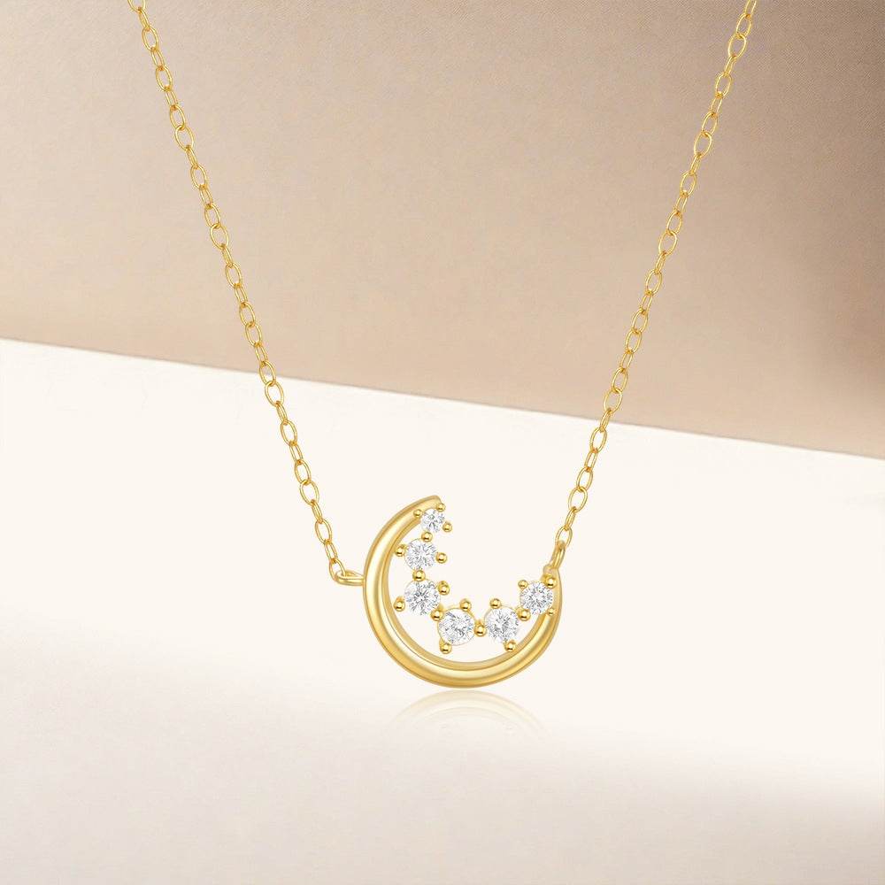 S925 pure silver crescent diamond layered women's collarbone necklace - MOWTE
