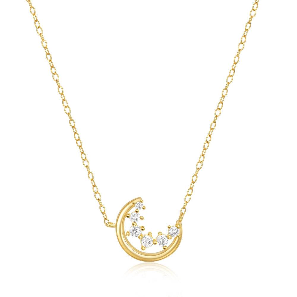 S925 pure silver crescent diamond layered women's collarbone necklace - MOWTE