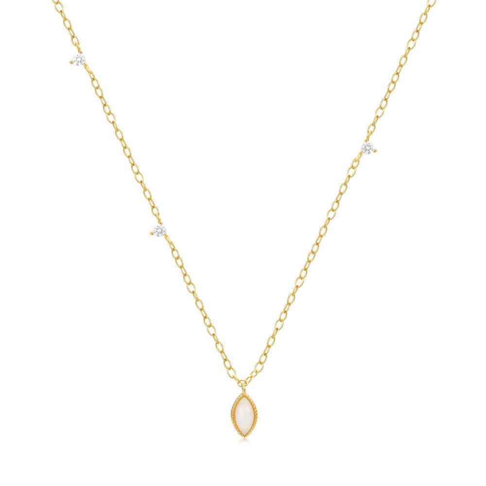 S925 pure silver cluster diamond inlaid Australian gemstone pendant collarbone necklace - MOWTE